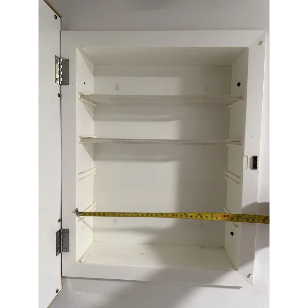 Retro MCM Vintage Style Gold Framed Bathroom Medicine Cabinet Mirror White 16x22